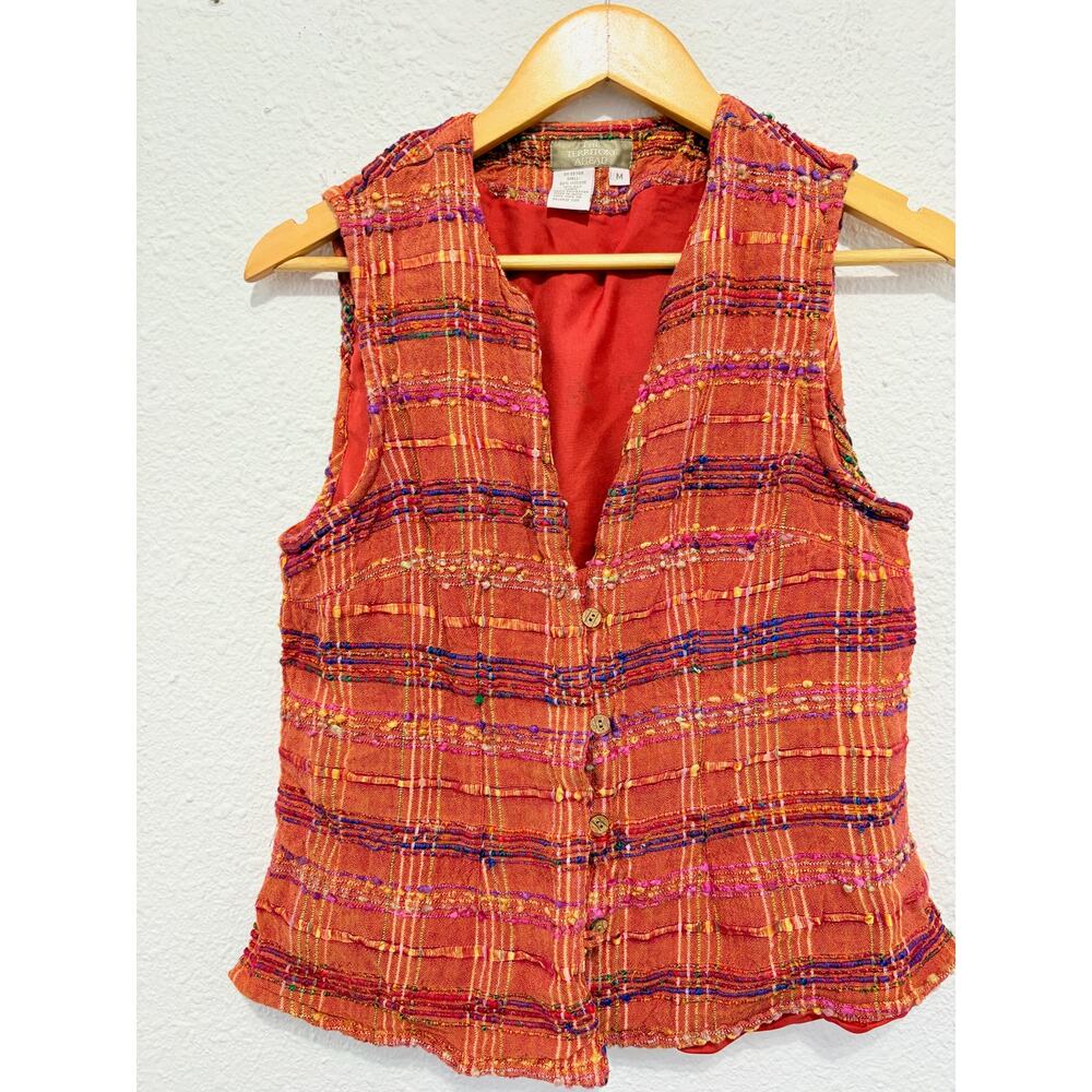Vintage Boho Vest Orange Hippie Tank Festival Knit Hippie Y2K Cottage